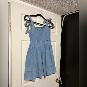Mable tie sleeve denim dress